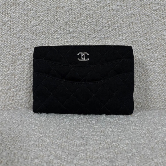 Authentic Pre-Owned Chanel Sac Wallet on Chain Black Jersey - Picture 1 of 11